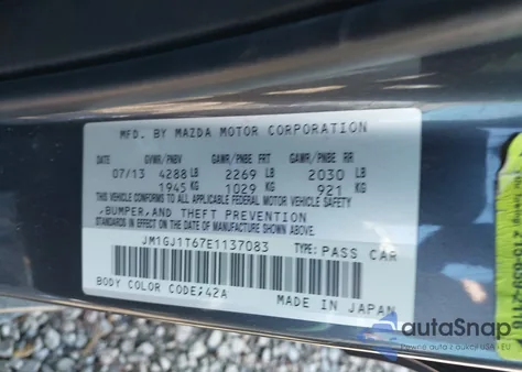 2014 Mazda Mazda6 I Touring z USA, uszkodzony, nr VIN JM1GJ1T67E1137083